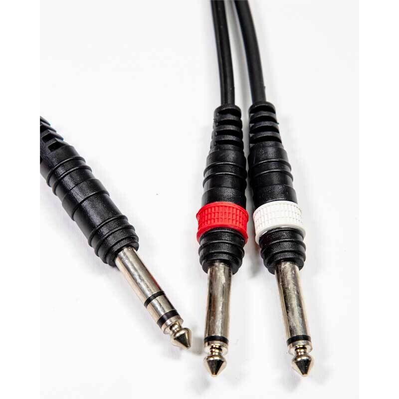 3M Instrument Cable, 1/4&#39;&#39; TRS Jack - 2 x 1/4&#39;&#39; TS Jacks Interconnect Lead