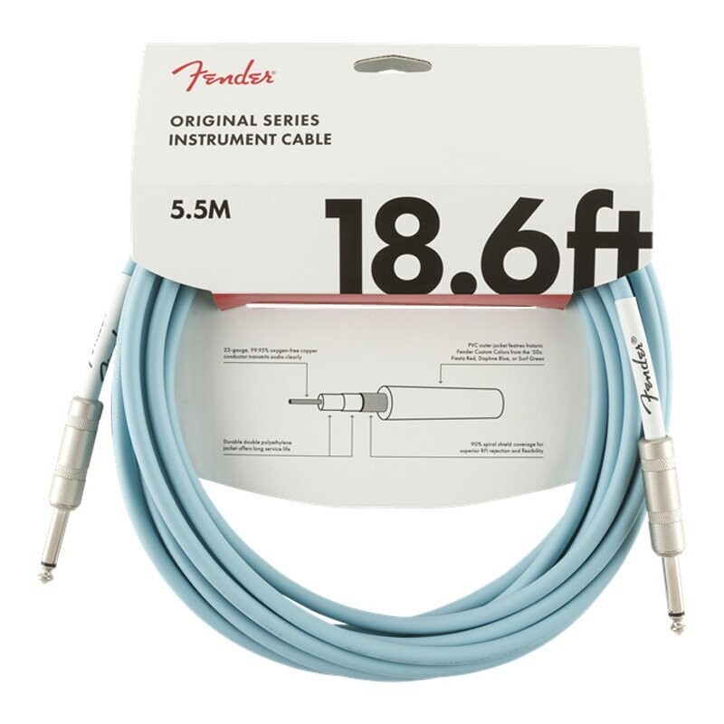 Fender Instrument Cable, 18.6FT / 5.5M Original Series Lead, Daphne Blue