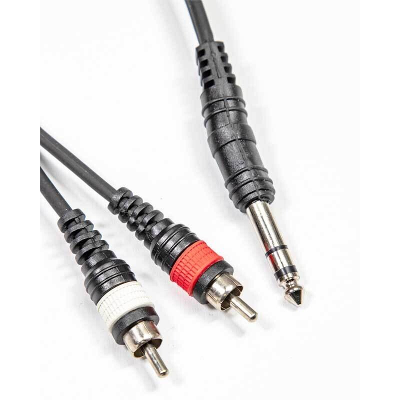 1.5M Instrument Cable, 1/4&quot; Stereo Jack to 2 x Male RCA Lead