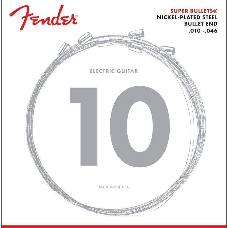 Fender Electric Guitar Strings, Nickel Plated Steel Strings, Bullet-End, .010-.046