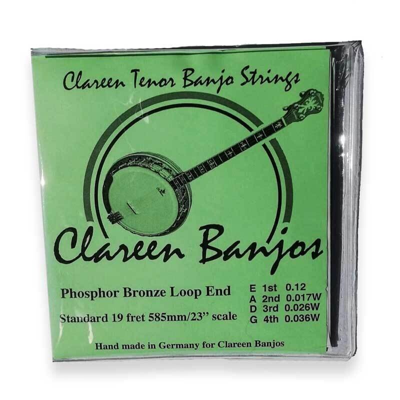 Clareen Tenor Banjo String Set, Standard Scale 19 Fret, Phosphor Bronze Loop End