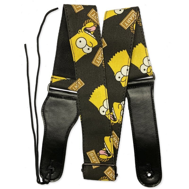 RockYou 2&quot; Denim Adjustable Guitar Strap, Pic Holder, BART SIMPSON