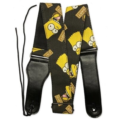 RockYou 2&quot; Denim Adjustable Guitar Strap, Pic Holder, BART SIMPSON