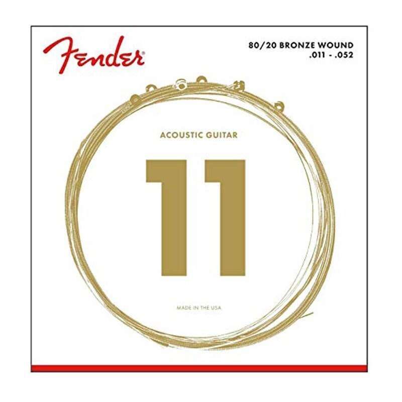 Fender 80/20 Bronze Acoustic Guitar Strings, Ball End, 70CL .011-.052 Gauges