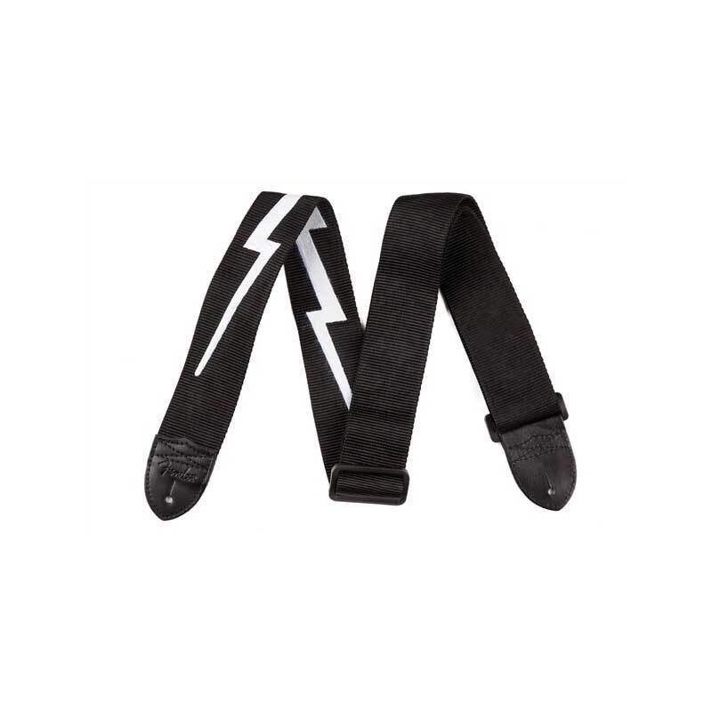 Fender Guitar Strap, 2&quot; Nylon Lightning Bolt Strap, Reinforced Leather Ends