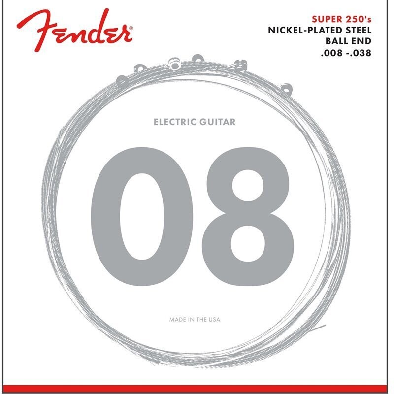 Fender Electric Guitar Strings, Nickel Plated Steel Strings, Ball End, .008-.038