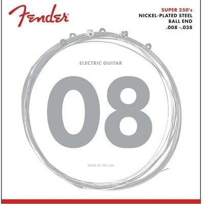 Fender Electric Guitar Strings, Nickel Plated Steel Strings, Ball End, .008-.038