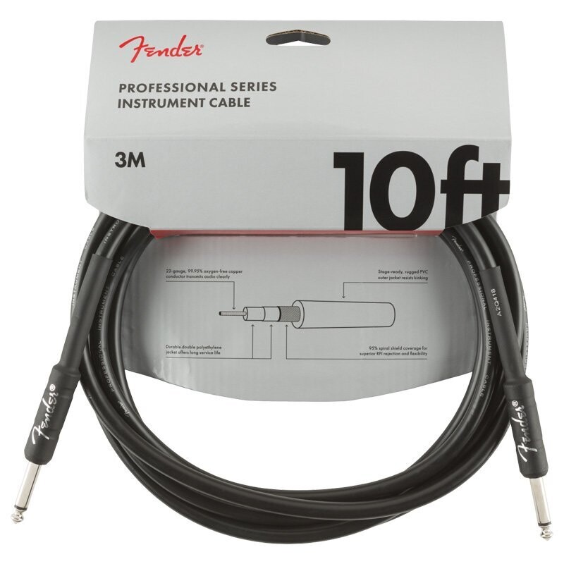 Fender Instrument Cable, 10FT / 3M Professional Series Lead, Jack Male-Jack Male
