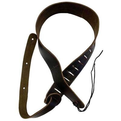 RockYou 2&quot; Genuine Leather Adjustable Guitar Strap, Ireland Engraved, BROWN