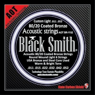 Acoustic Strings BlackSmith ABR1152, 80/20 Coated Bronze Custom Light 011-052