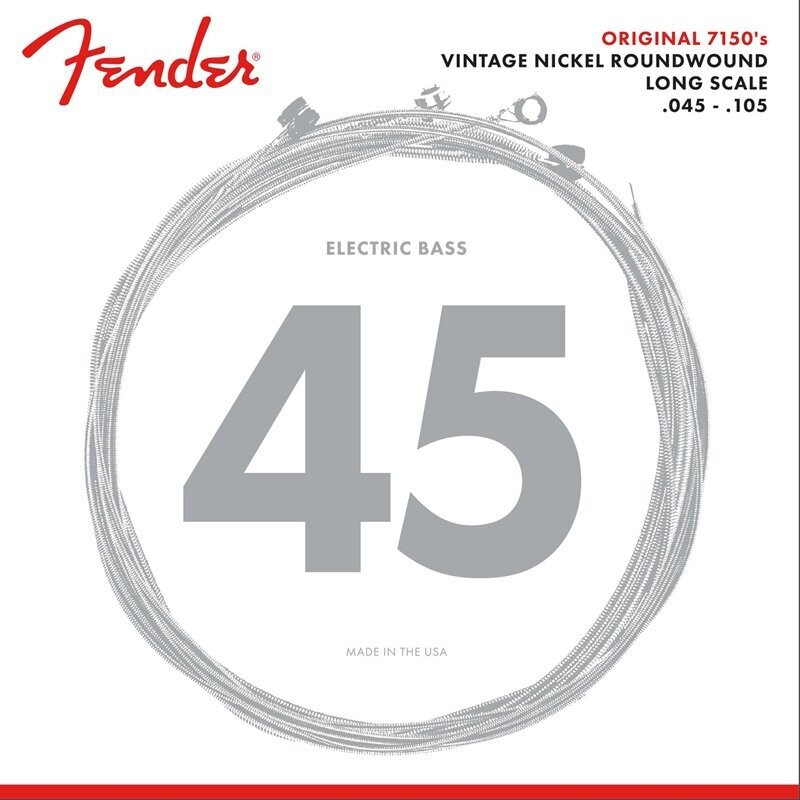 Fender Bass Guitar Strings, Pure Nickel Strings, Ball End, .045-.105