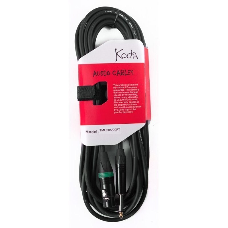 Koda TMC20520 Microphone Cable, Professional 20FT/6M Mic Lead, XLR(F) - 6.35mm Mono Jack