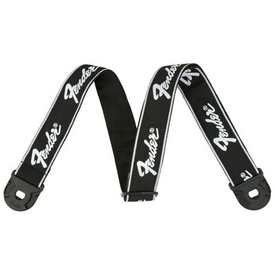 Fender 2&quot; Quick Grip Locking End Strap, Black with White Running Logo