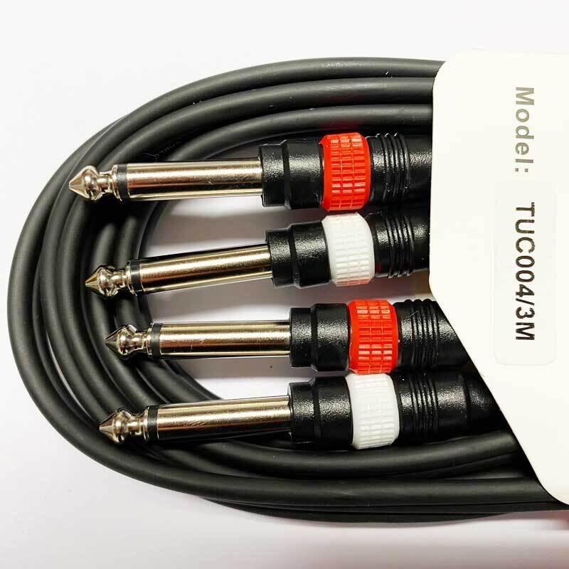 Koda 3M Instrument Cable, Twin 6.35mm Mono Jack - Twin 6.35mm Mono Jack, Black