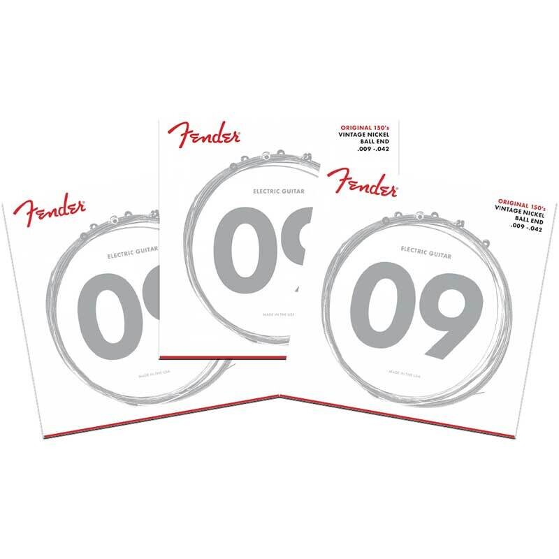 Fender Electric Guitar Strings, Original Pure Nickel 150 Guitar Strings, 9-42 Gauge - 3 PACK