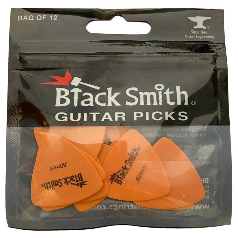 BlackSmith Triangle Shape Orange Plectrums Medium .60mm, Pack of 12 Picks