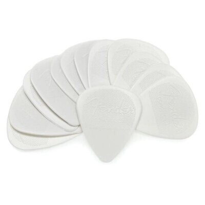 Fender Plectrums, Nylon White Light Picks, Non-Slip Gripping Surface, Pack of 12