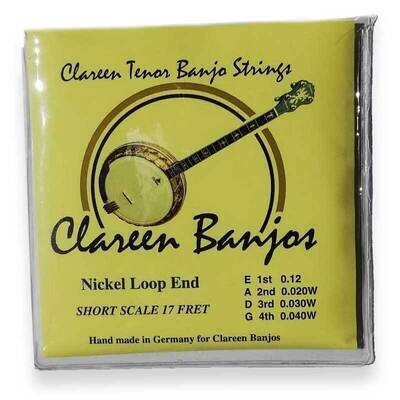 Clareen Tenor Banjo String Set, Short Scale 17 Fret, Nickel Loop End