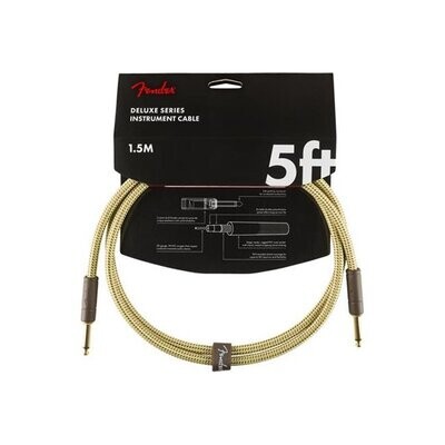 Fender Instrument Cable, 5FT / 1.5M Deluxe Series Lead, Jack Male-Jack Male, TWEED