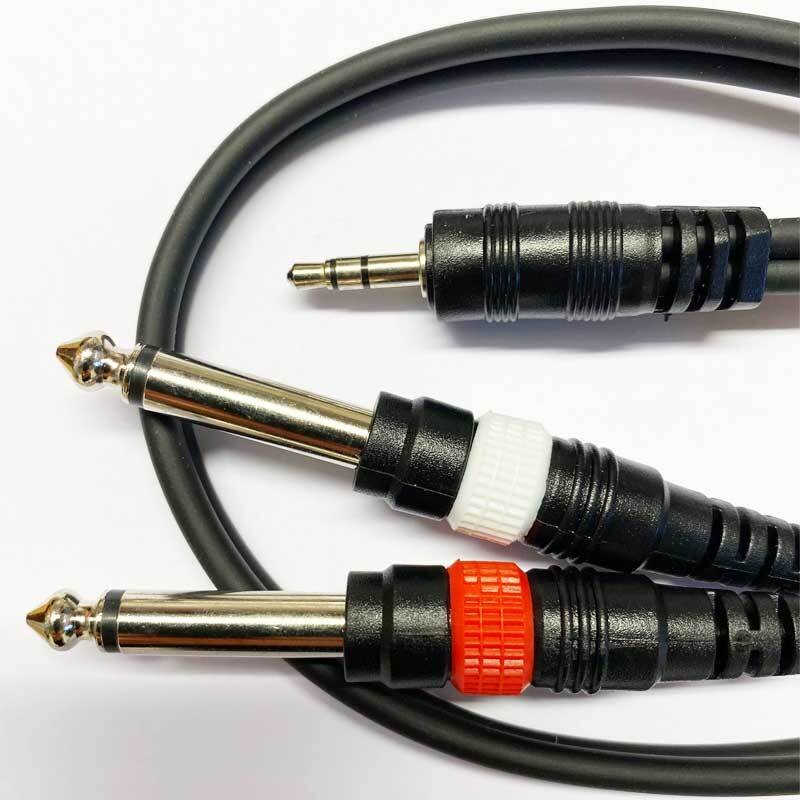 Koda 1M Audio Cable, Twin 6.35mm Mono Jack - 3.5mm Stereo Minijack, Black