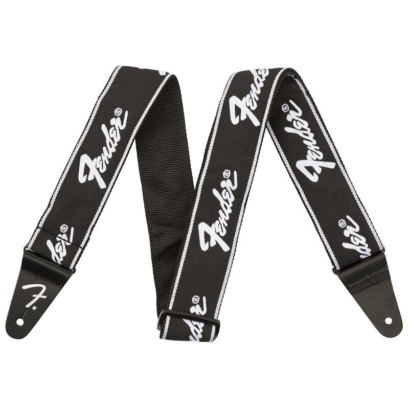 Fender Guitar Strap, Running Logo, Polyester, Leather Ends, Fully Adjustable Length