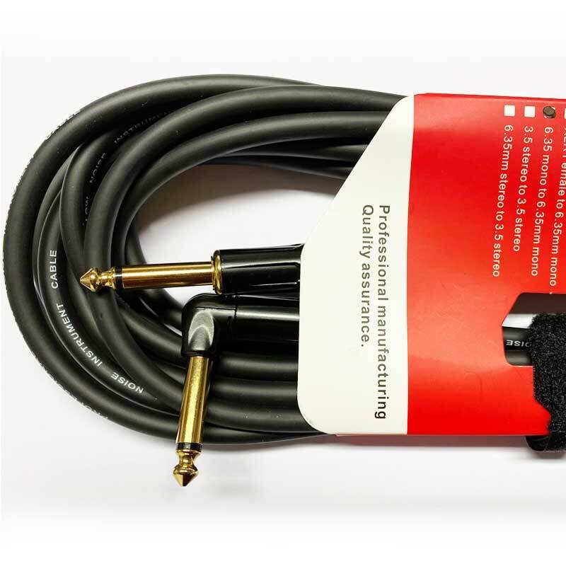 Koda 20FT/ 6M Instrument Cable, Gold-Plated 6.35mm Mono Jack (Straight) - 6.35mm Mono Jack (Angle), Black