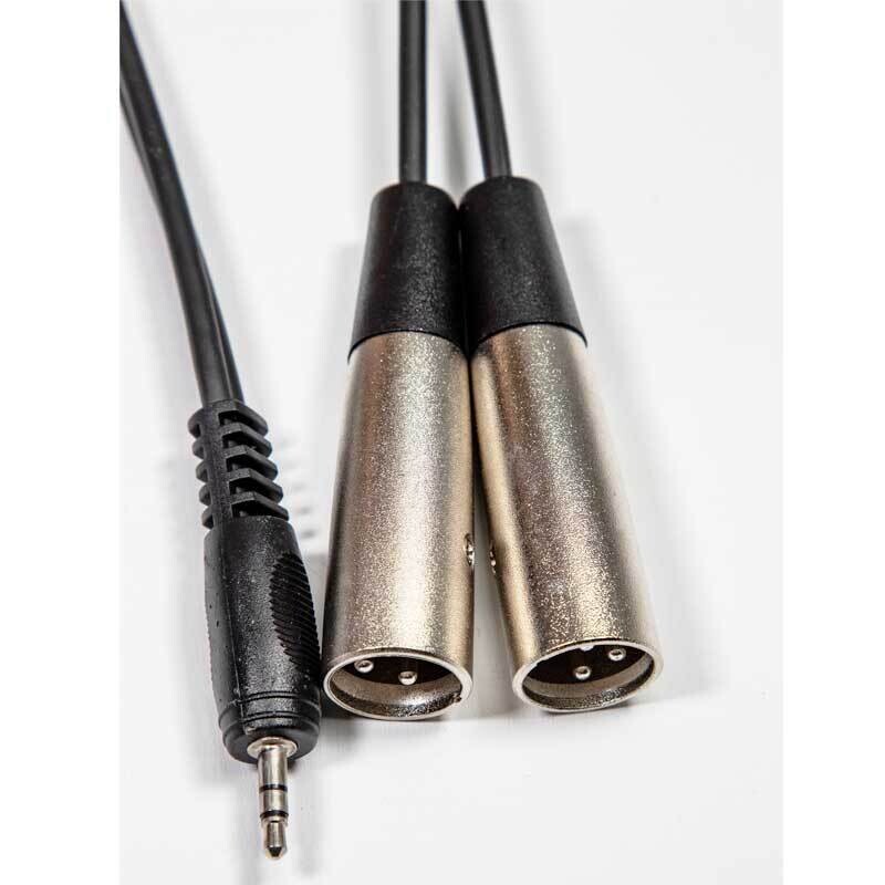 1.5M Instrument Cable, 3.5mm Stereo Jack To 2 x XLR Male