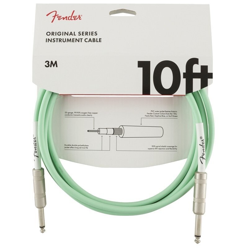 Fender Instrument Cable, 10FT / 3M Original Series Lead, Surf Green