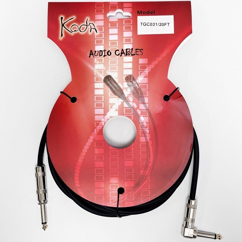 Koda 20FT / 6M Instrument Lead, 6.35 Mono Jack - Angled 6.35 Mono Jack