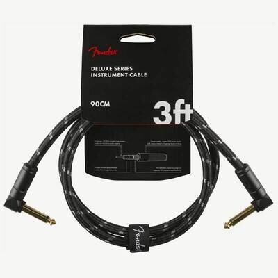 Fender Deluxe Series Instrument Cable, Angle/Angle, 3FT (90cm), Black Tweed