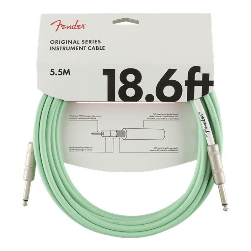 Fender Instrument Cable, 18.6FT / 5.5M Original Series Lead, Surf Green