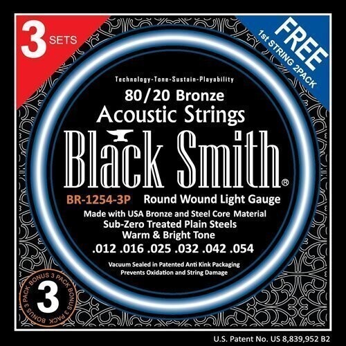 BlackSmith BR12543P, 80/20 Bronze Acoustic Strings, 3 SET PACK