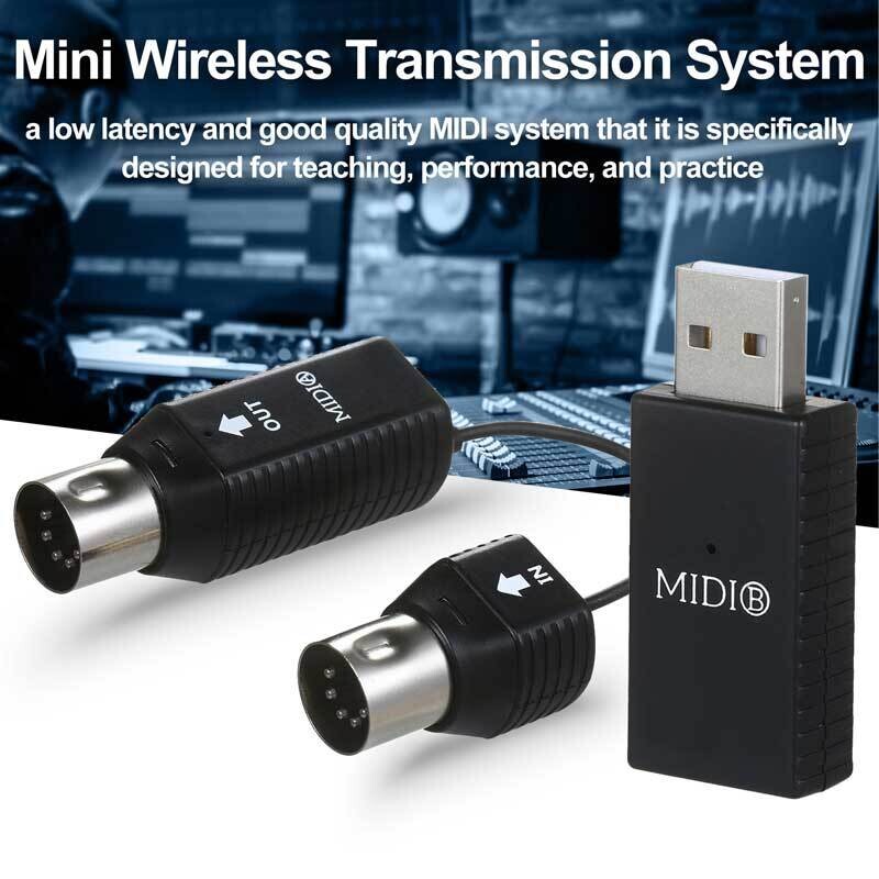 Mini Wireless Transmission System, MIDI System MIDI Wireless Adapter Plug and Play Support for Devices with MIDI Interface