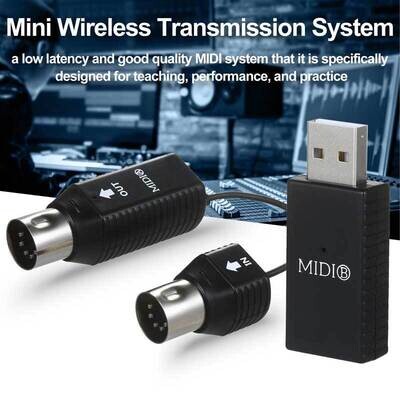 Mini Wireless Transmission System, MIDI System MIDI Wireless Adapter Plug and Play Support for Devices with MIDI Interface