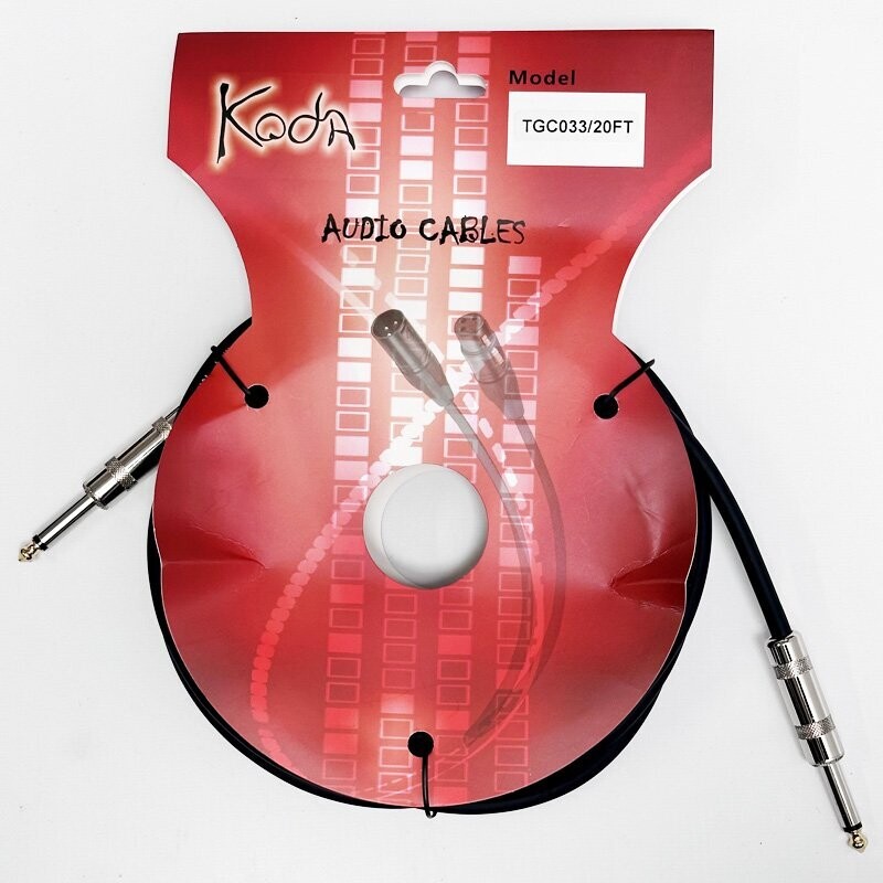 Koda 20FT / 6M Low Noise Instrument Cable, 6.35 Mono Jack - 6.35 Mono Jack