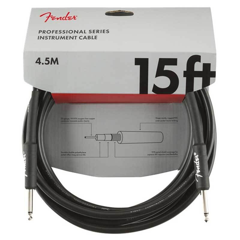 Fender Instrument Cable, 15FT / 4.5M Professional Series Lead, Jack Male-Jack Male, BLACK