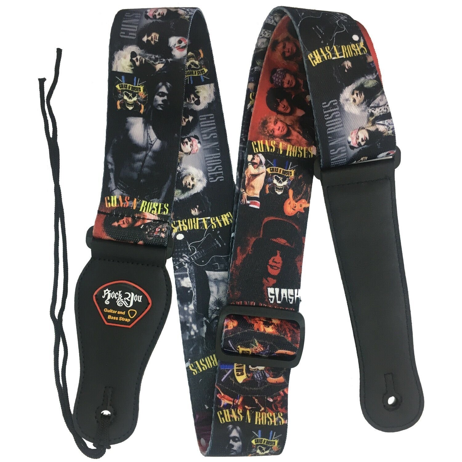 Guitar Strap RockYou with Leatherette Ends and Pick Holder - GUNS N&#39; ROSES