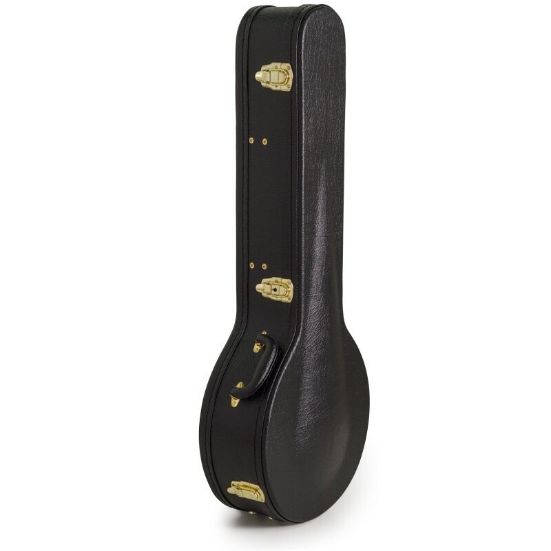 Koda 19 Fret Banjo Arch Top Wooden Case, 7mm black plush interior, BLACK