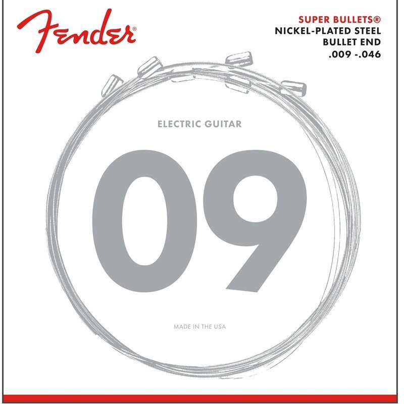 Fender Electric Guitar Strings, Nickel Plated Steel Strings, Bullet-End, .009-.046