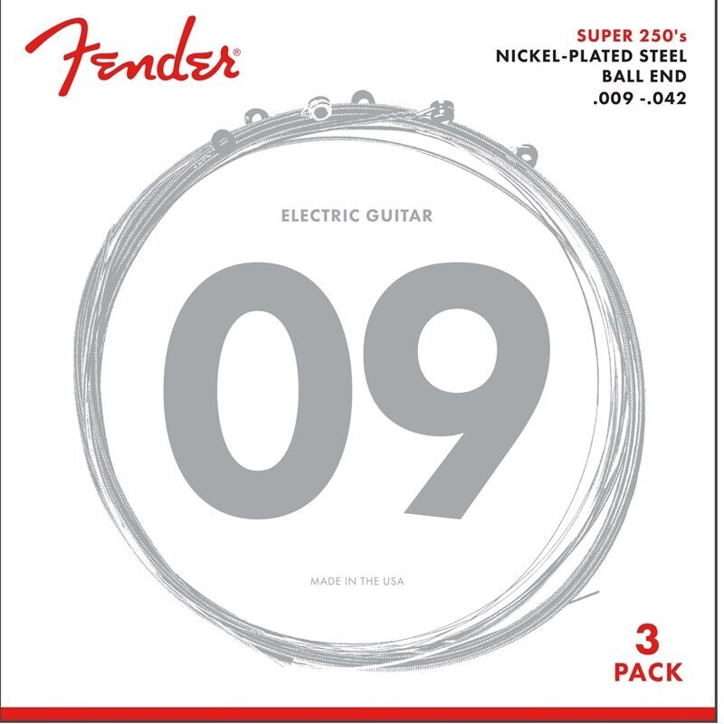 Fender Electric Guitar Strings, Nickel Plated Steel Strings, .009-.042 Gauges, 3 PACK