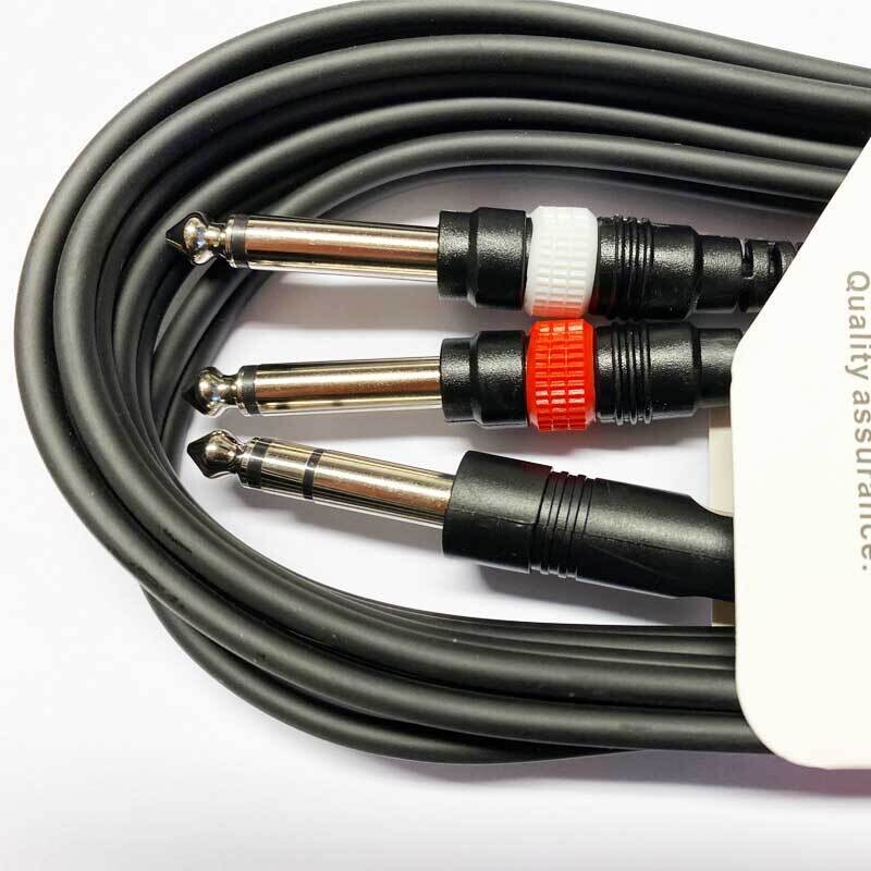 Koda 3M Instrument Cable, Twin 6.35mm Mono Jack - 6.35mm Stereo Jack, Black