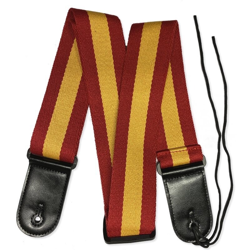 RockYou 2&quot; Cotton Adjustable Guitar Strap, RED &amp; YELLOW STRIPE
