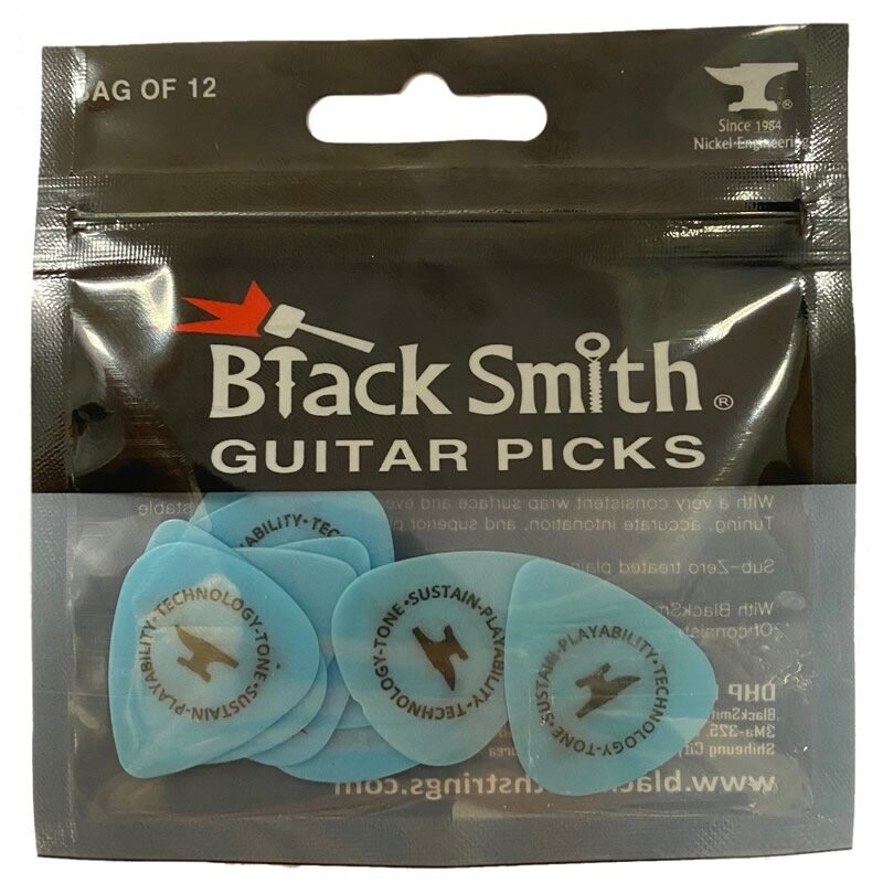 BlackSmith Standard Shape Sky Blue Plectrums Light .50mm, Pack of 12 Picks