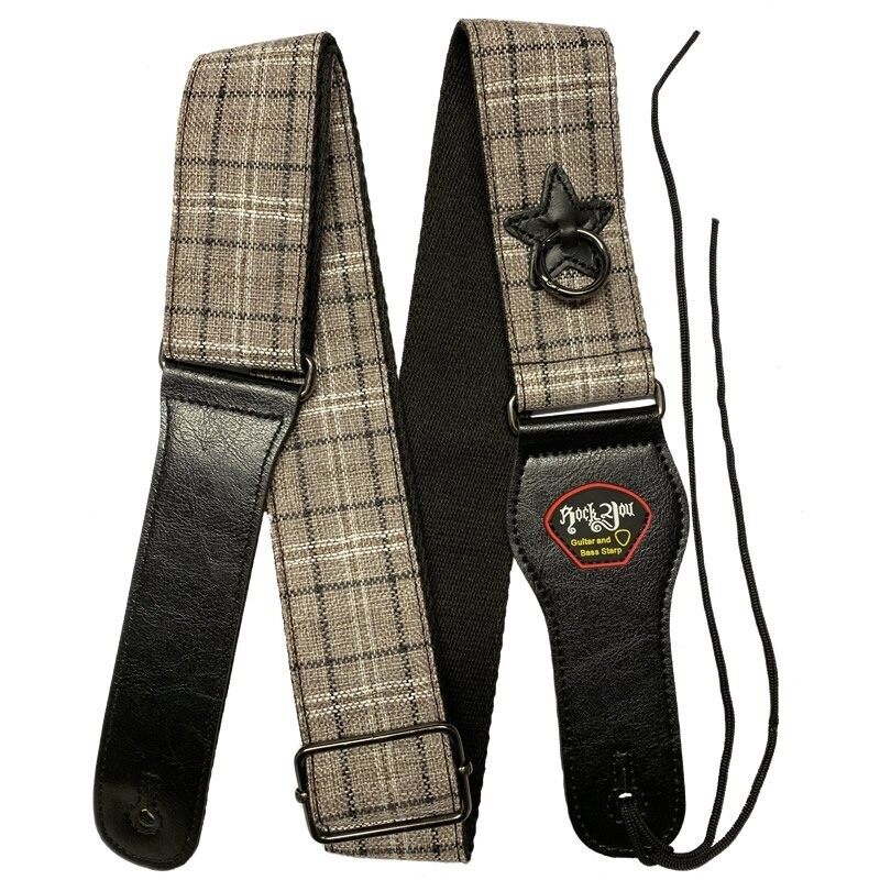 RockYou 2&quot; Cotton/Linen Adjustable Guitar Strap, Pic &amp; Capo Holder, BURBERRY