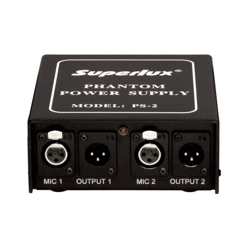 Superlux PS2A Condenser Mic Power Supply, Dual Channel 48V Phantom for Recording