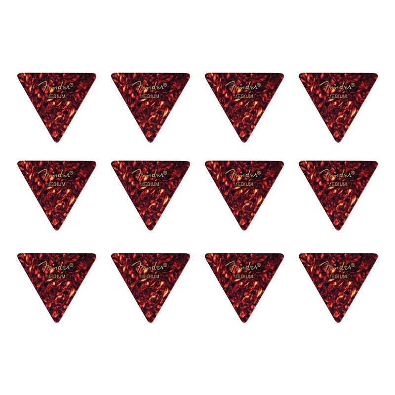 Fender Classic Celluloid Picks, 355 Shape, Medium, Tortoise Shell, Pack of 12