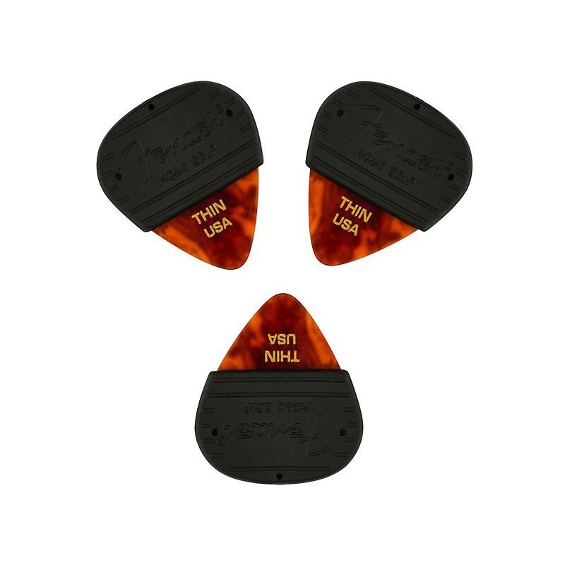Fender Mojo Grip Celluloid Picks, 351 Shape, Thin, Tortoise Shell, Pack of 3