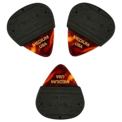 Fender Mojo Grip Celluloid Picks, 351 Shape, Medium, Tortoise Shell, Pack of 3
