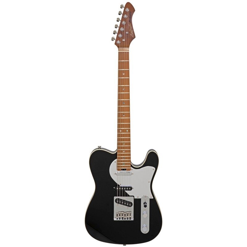 Aria 615 GTR Nashville Electric Guitar, Black with Aluminium Pickguard