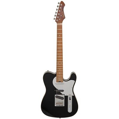 Aria 615 GTR Nashville Electric Guitar, Black with Aluminium Pickguard